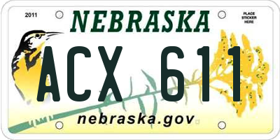 NE license plate ACX611