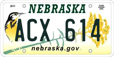 NE license plate ACX614