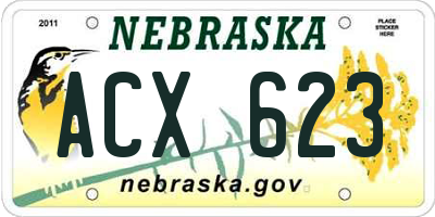 NE license plate ACX623