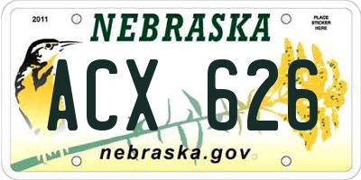 NE license plate ACX626