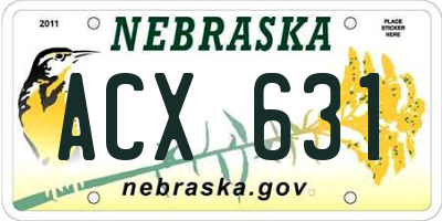 NE license plate ACX631
