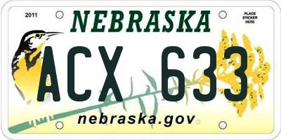 NE license plate ACX633