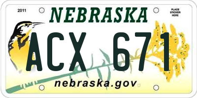 NE license plate ACX671