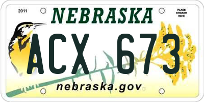 NE license plate ACX673