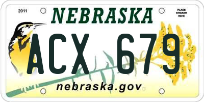 NE license plate ACX679