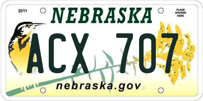 NE license plate ACX707