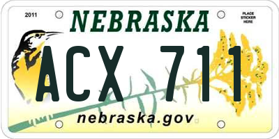 NE license plate ACX711