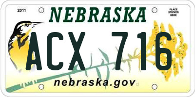NE license plate ACX716