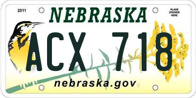 NE license plate ACX718