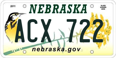 NE license plate ACX722