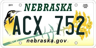 NE license plate ACX752