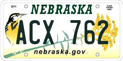 NE license plate ACX762