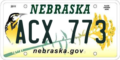 NE license plate ACX773