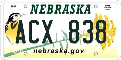 NE license plate ACX838