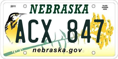 NE license plate ACX847