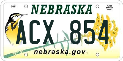 NE license plate ACX854