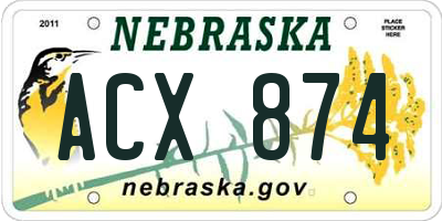 NE license plate ACX874