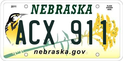 NE license plate ACX911