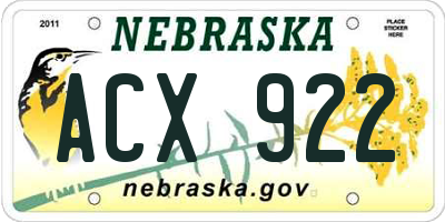 NE license plate ACX922