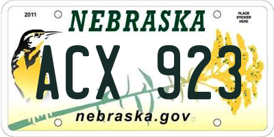 NE license plate ACX923