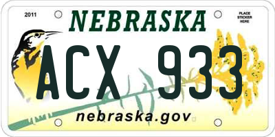 NE license plate ACX933