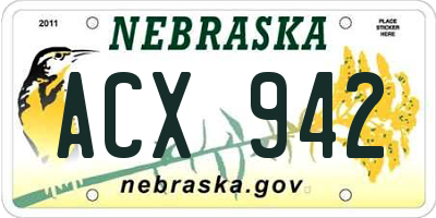 NE license plate ACX942