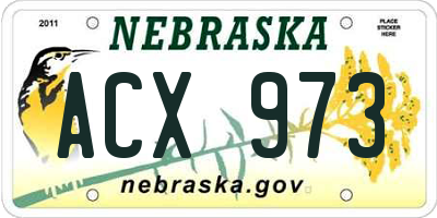 NE license plate ACX973