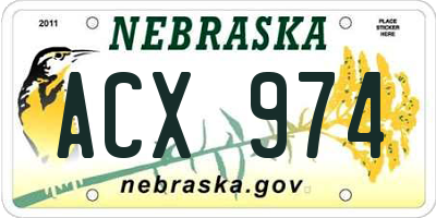 NE license plate ACX974