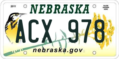 NE license plate ACX978