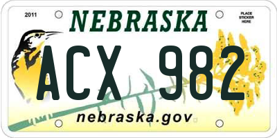 NE license plate ACX982