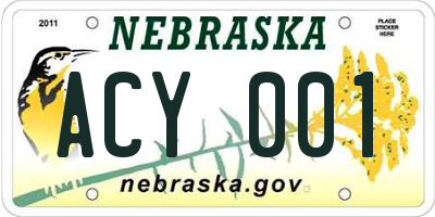 NE license plate ACY001