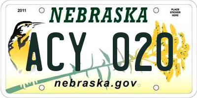 NE license plate ACY020