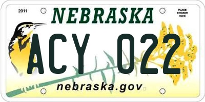 NE license plate ACY022