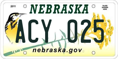 NE license plate ACY025