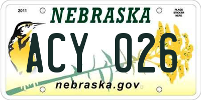 NE license plate ACY026