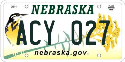 NE license plate ACY027