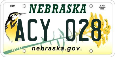 NE license plate ACY028