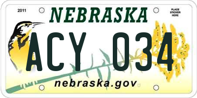 NE license plate ACY034