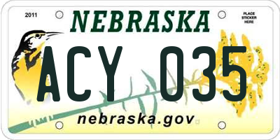 NE license plate ACY035