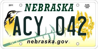 NE license plate ACY042