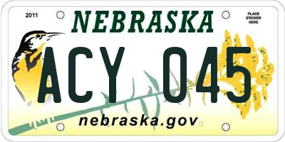 NE license plate ACY045