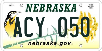 NE license plate ACY050