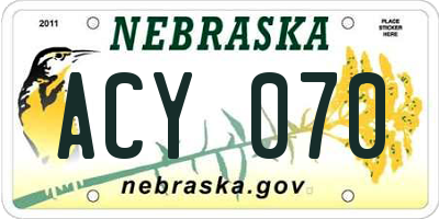 NE license plate ACY070