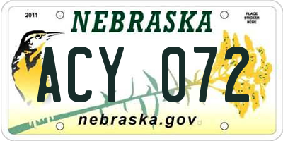 NE license plate ACY072