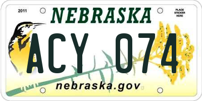 NE license plate ACY074