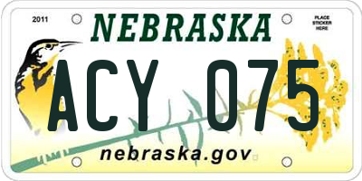 NE license plate ACY075