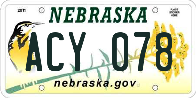 NE license plate ACY078