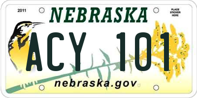 NE license plate ACY101