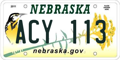 NE license plate ACY113