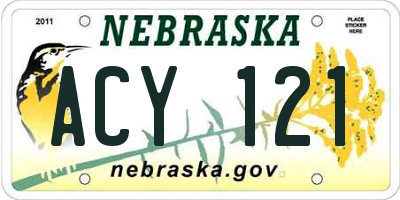 NE license plate ACY121